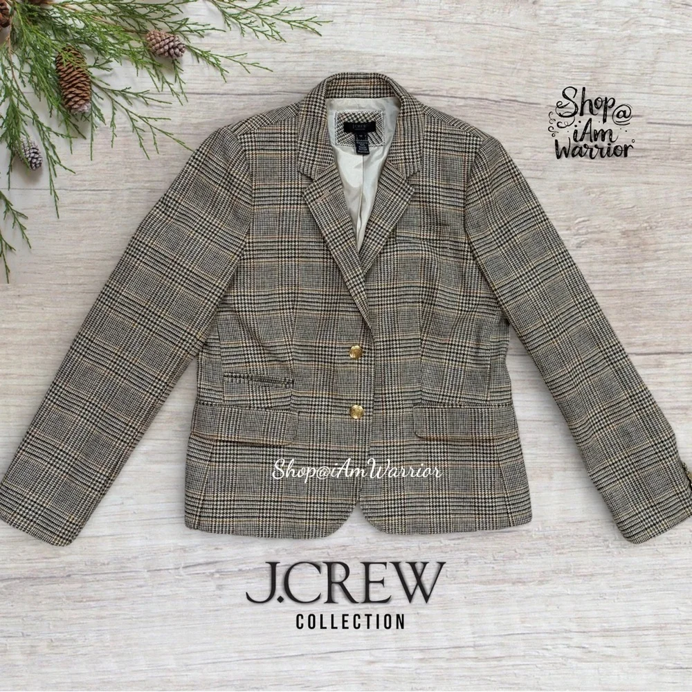 J.Crew Collection houndstooth plaid wool schoolboy blazer *shop@iamwarrior